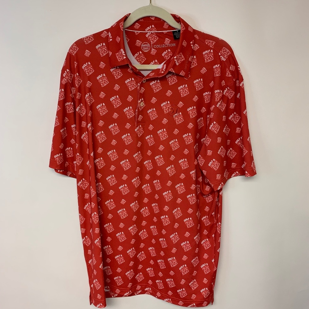 Swing Juice men’s polo SZ L golf quirky fun unique pizza lightweight bamboo